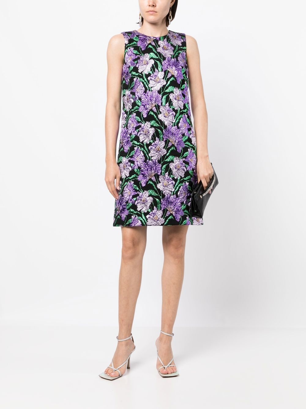 floral-jacquard A-line mini dress - 2