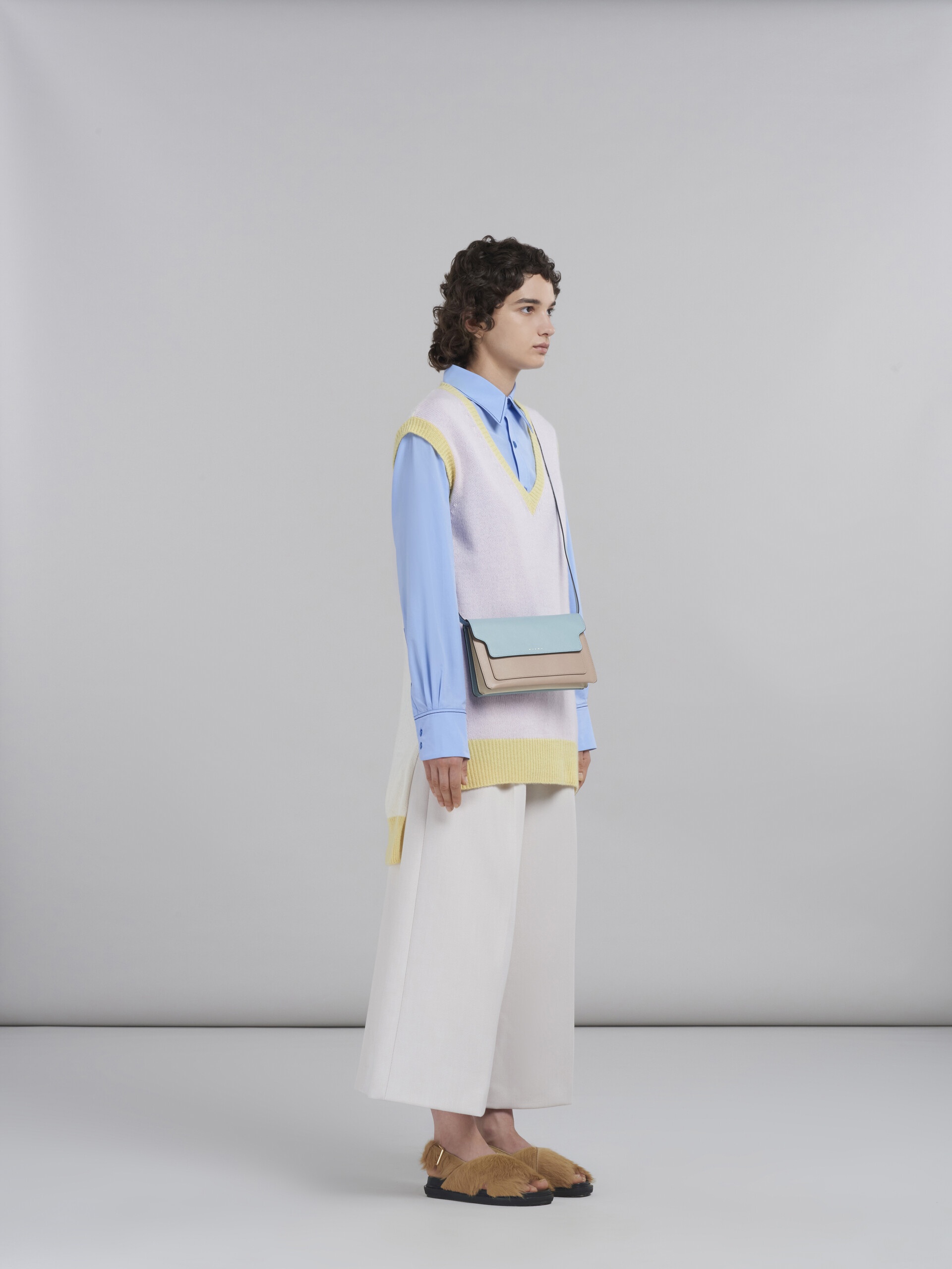 LIGHT BLUE BIO COTTON SHIRT WITH EMBROIDERED LOGO - 5
