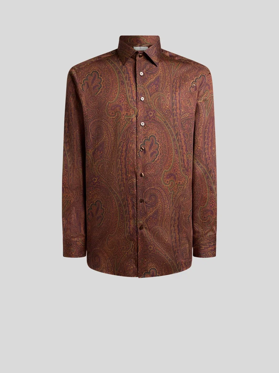 COTTON SATIN SHIRT WITH ARNICA MOTIF - 1
