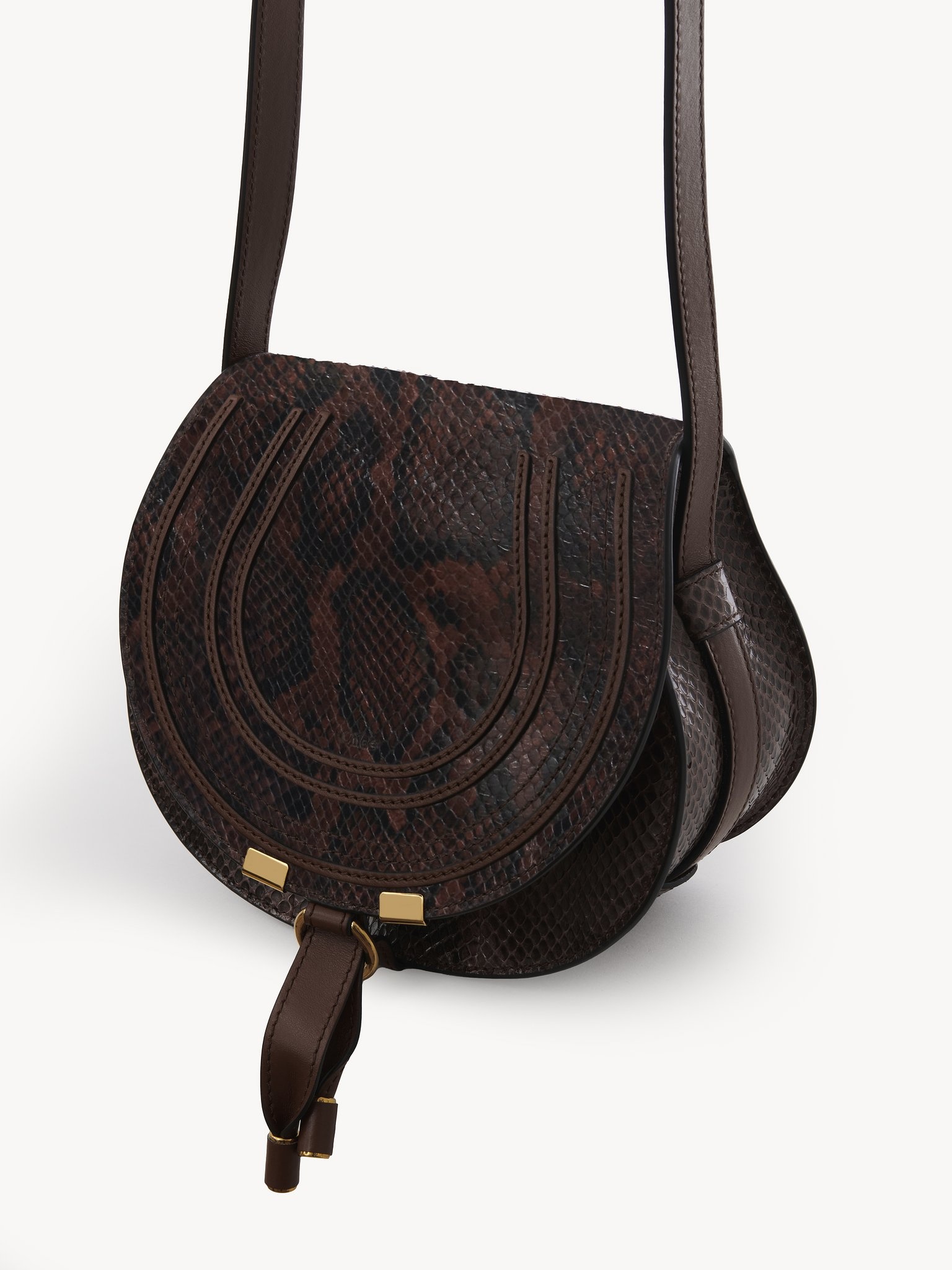 SMALL MARCIE SADDLE BAG IN PYTHON-EFFECT LEATHER - 2
