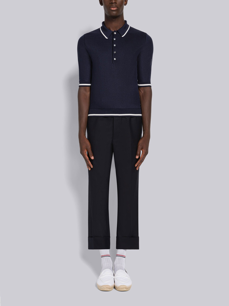 Silk Cotton Pique Tipping Short Sleeve Polo 4