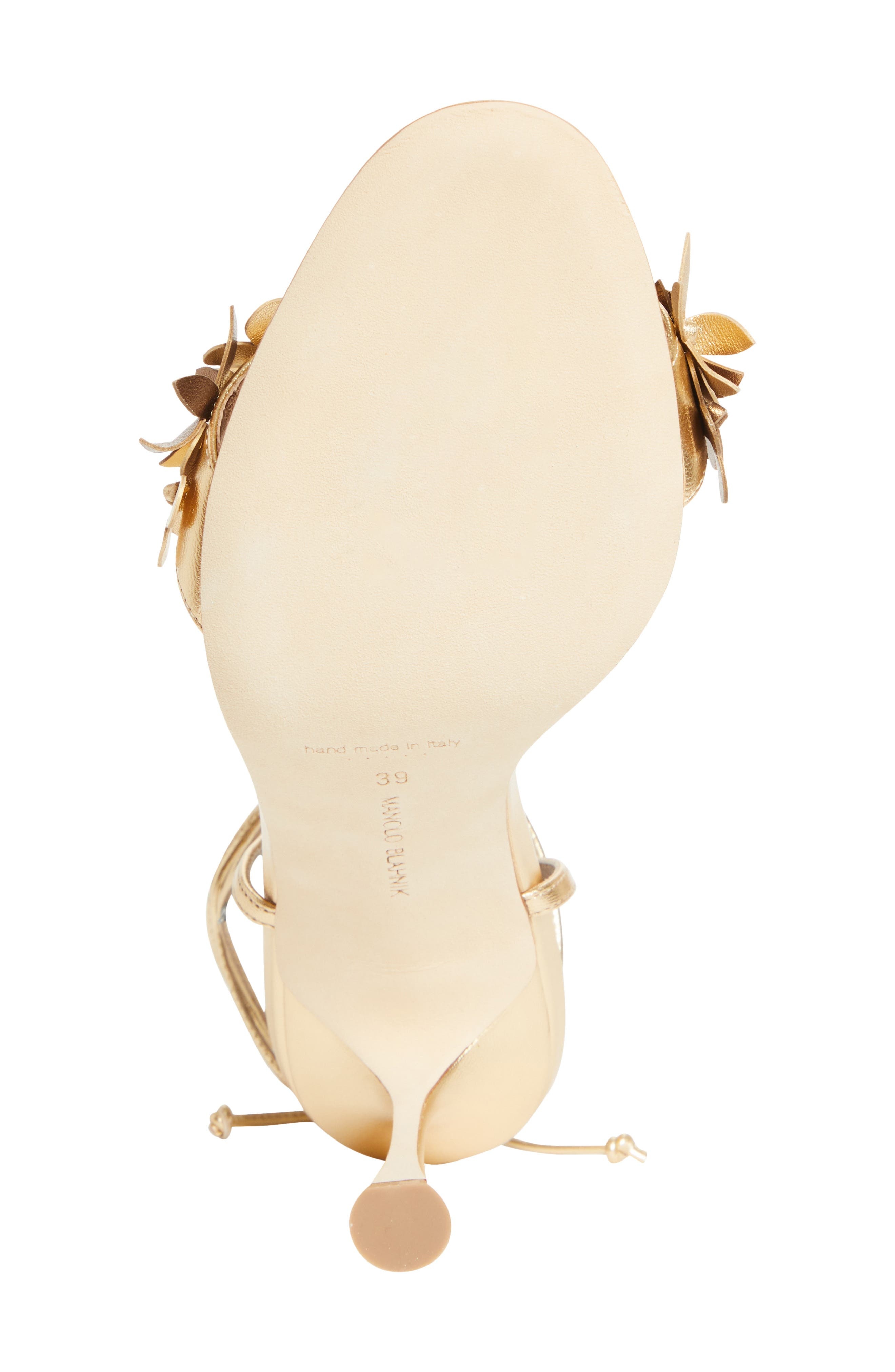 Manolo Blahnik Anista Floral Sandal in Gold at Nordstrom - 6