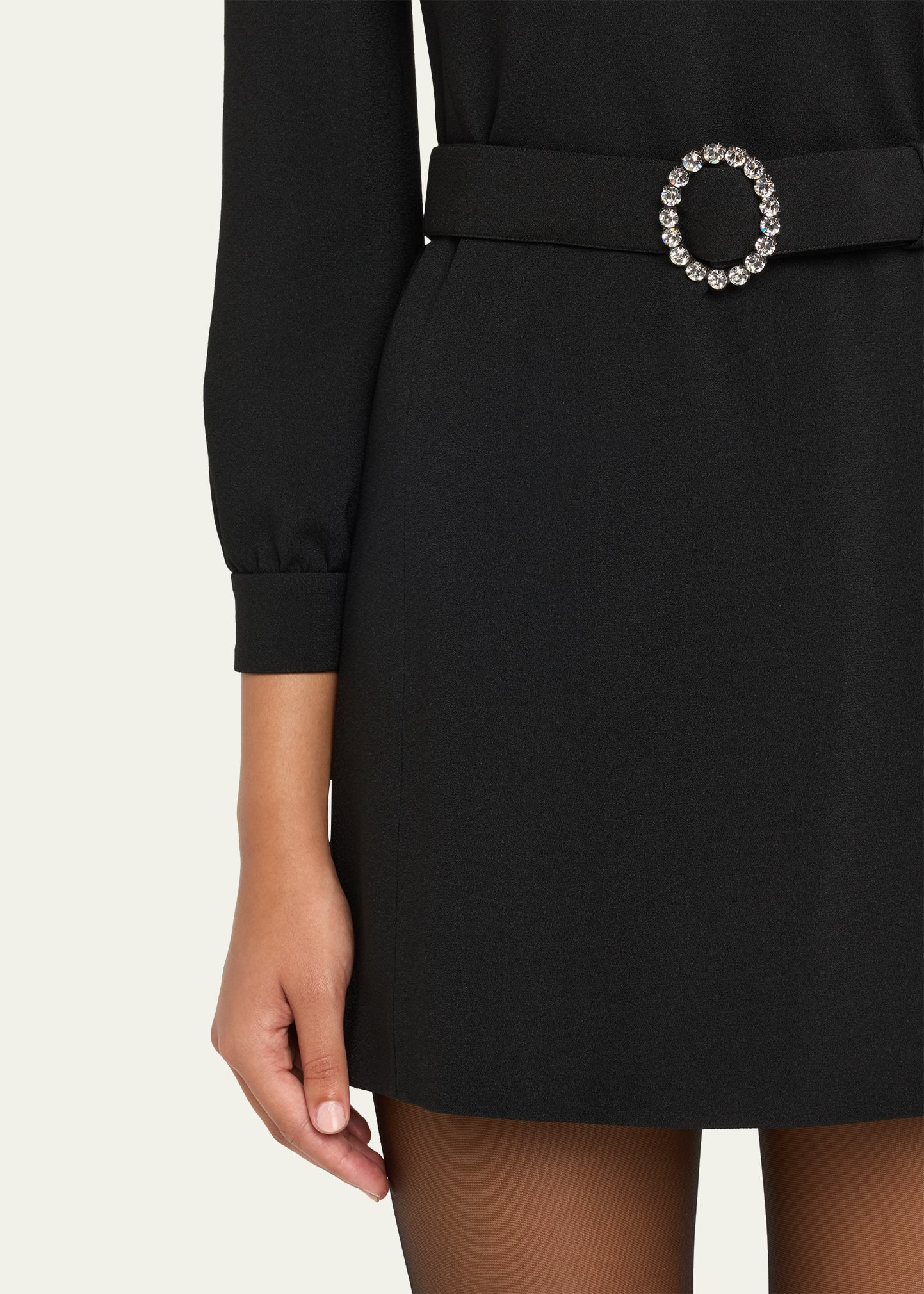 Wool-Cotton Belted A-Line Mini Dress - 5
