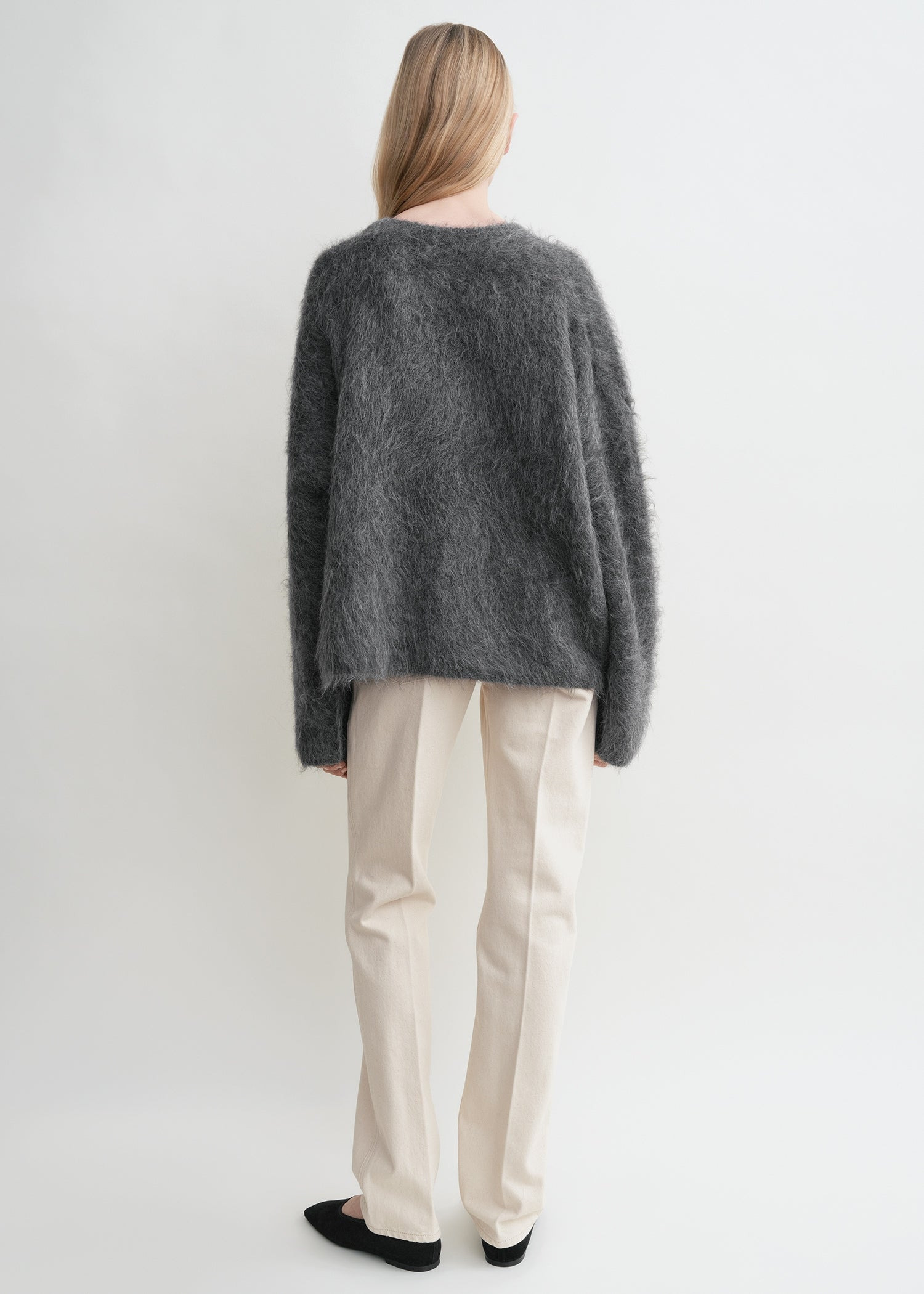 Boxy alpaca knit dark grey melange - 4