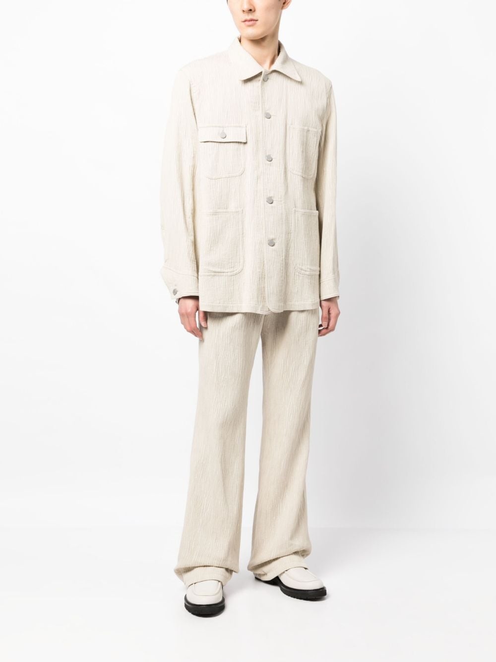 textured straight-leg trousers - 2
