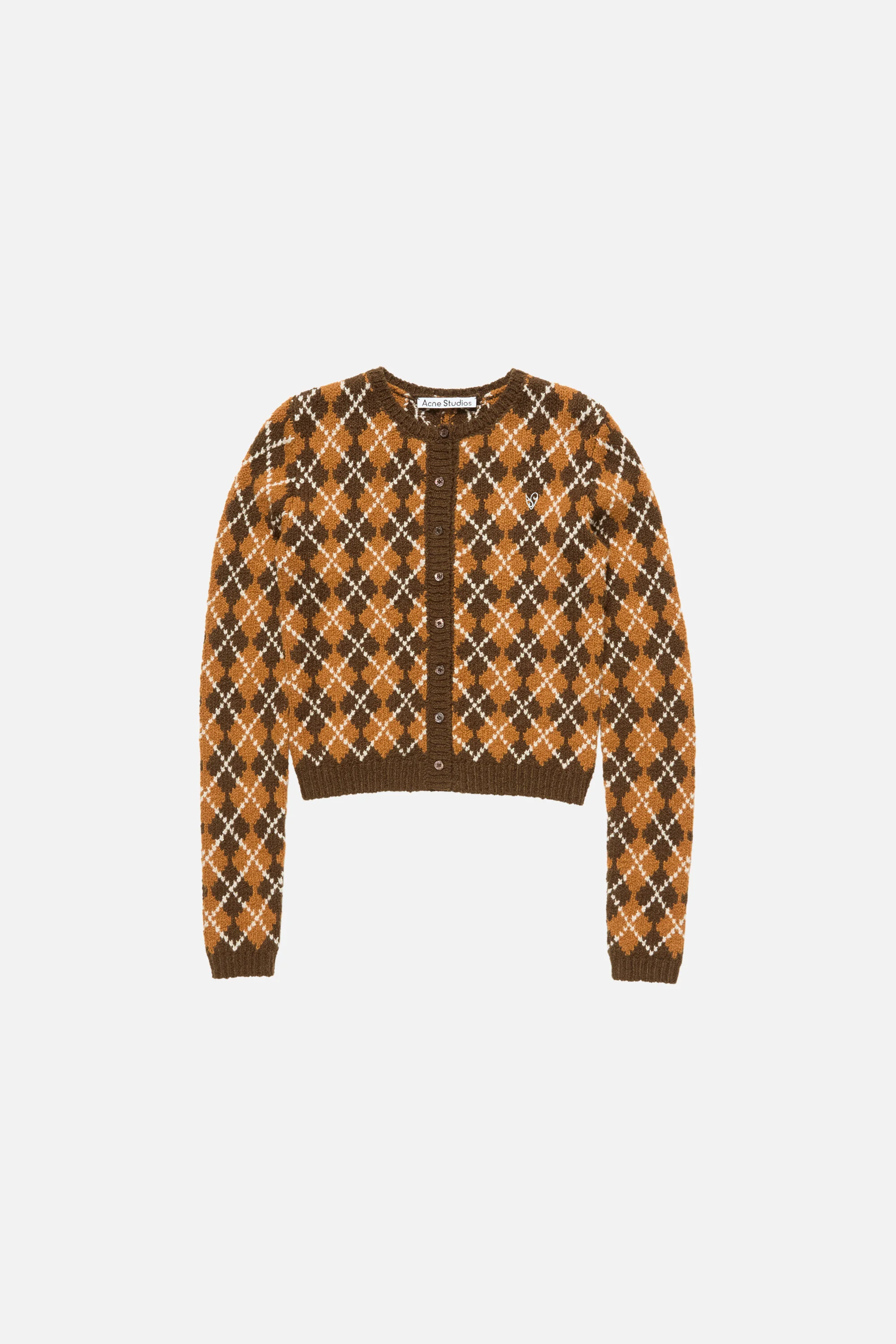 Bouclé Argyle Knit Cardigan - Brown/orange - 1