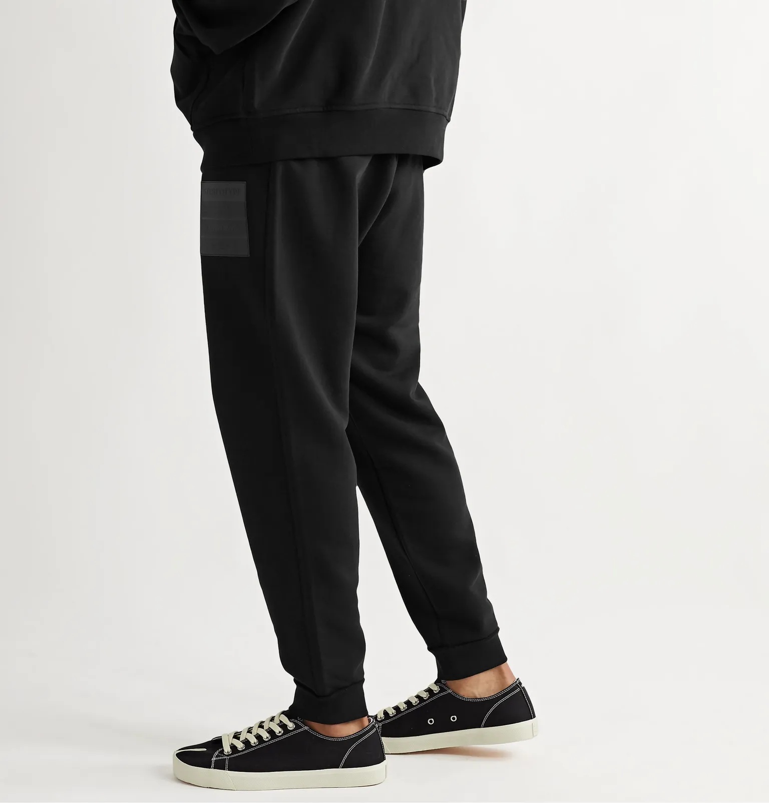 Tapered Leather-Appliquéd Organic Loopback Cotton-Jersey Drawstring Sweatpants - 4