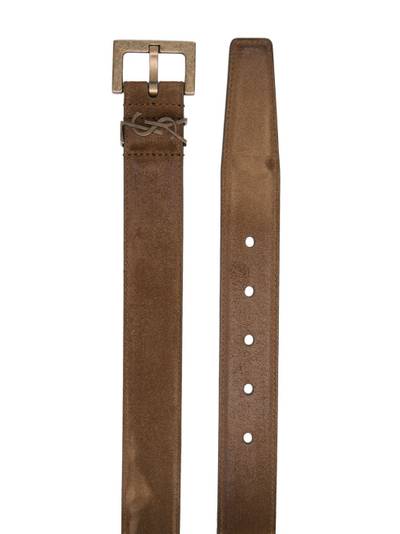 SAINT LAURENT square-buckle logo belt outlook