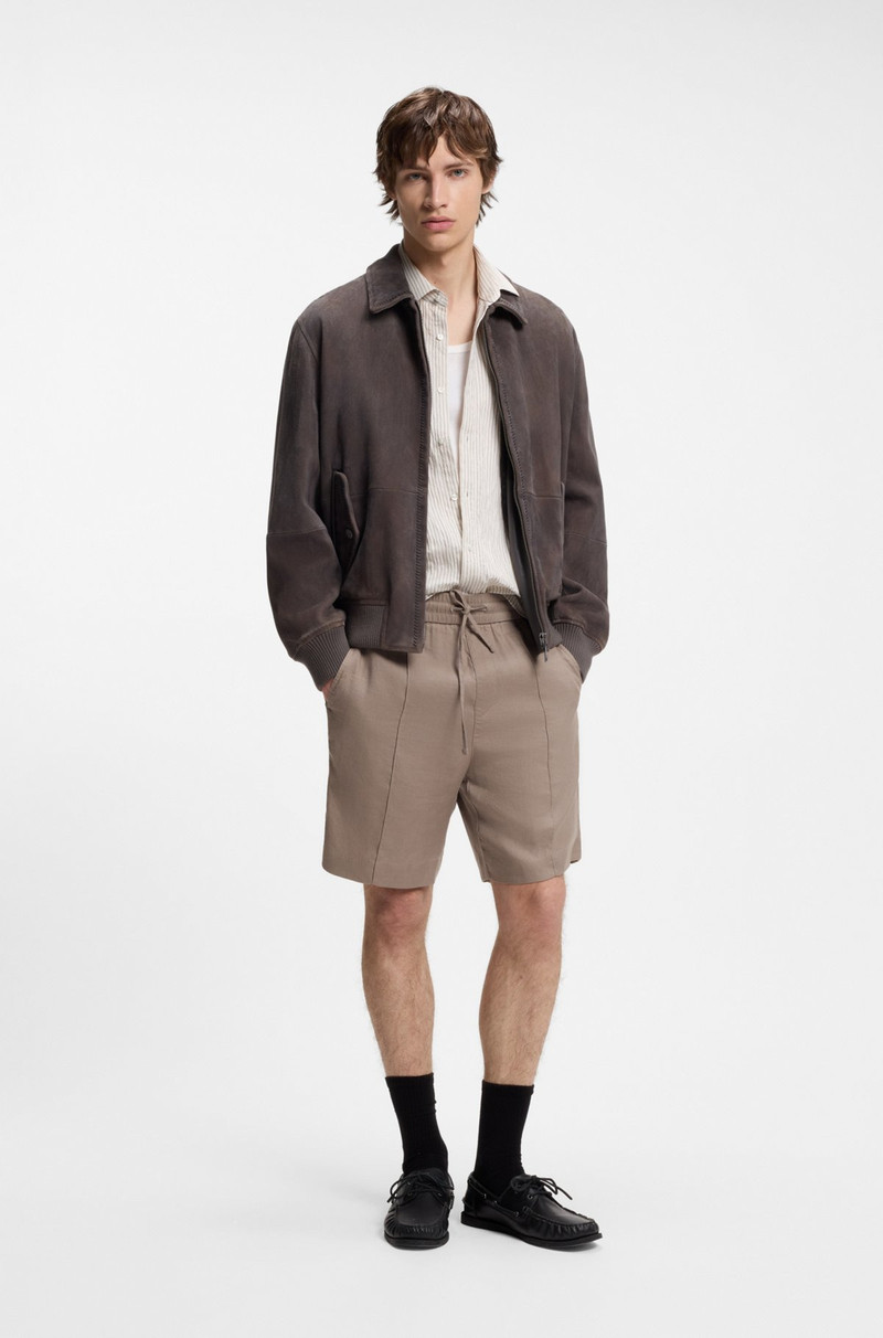 HUGO STRAIGHT-FIT SHORTS IN A LINEN BLEND outlook