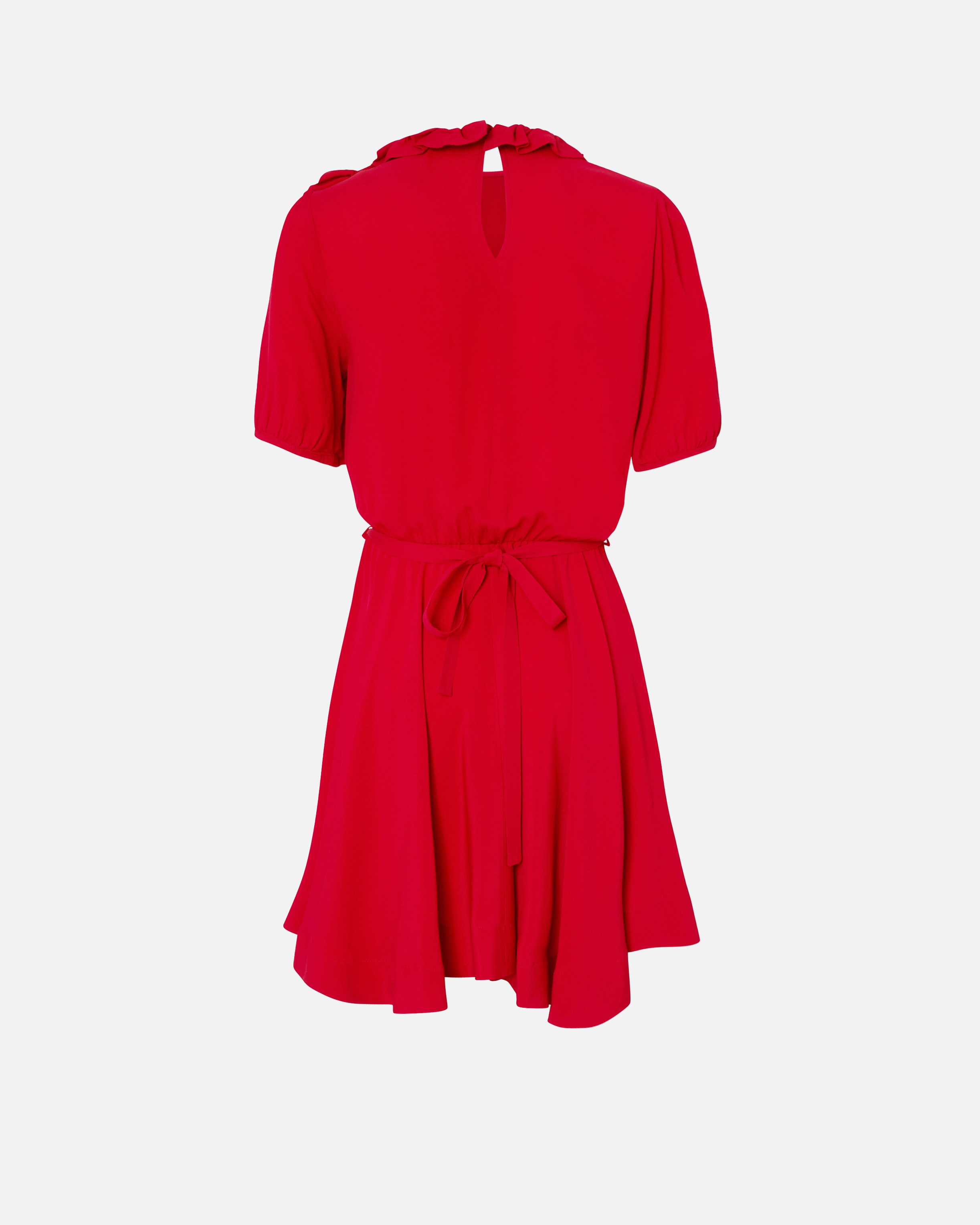 SILK-BLEND MINI DRESS WITH ROSE AND RUFFLES - 6