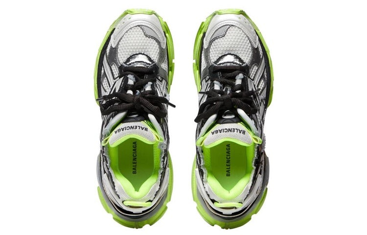 Balenciaga Runner Sneakers 'White Black and Neon Yellow Mesh and Nylon' 677403W3RBP1093 - 4