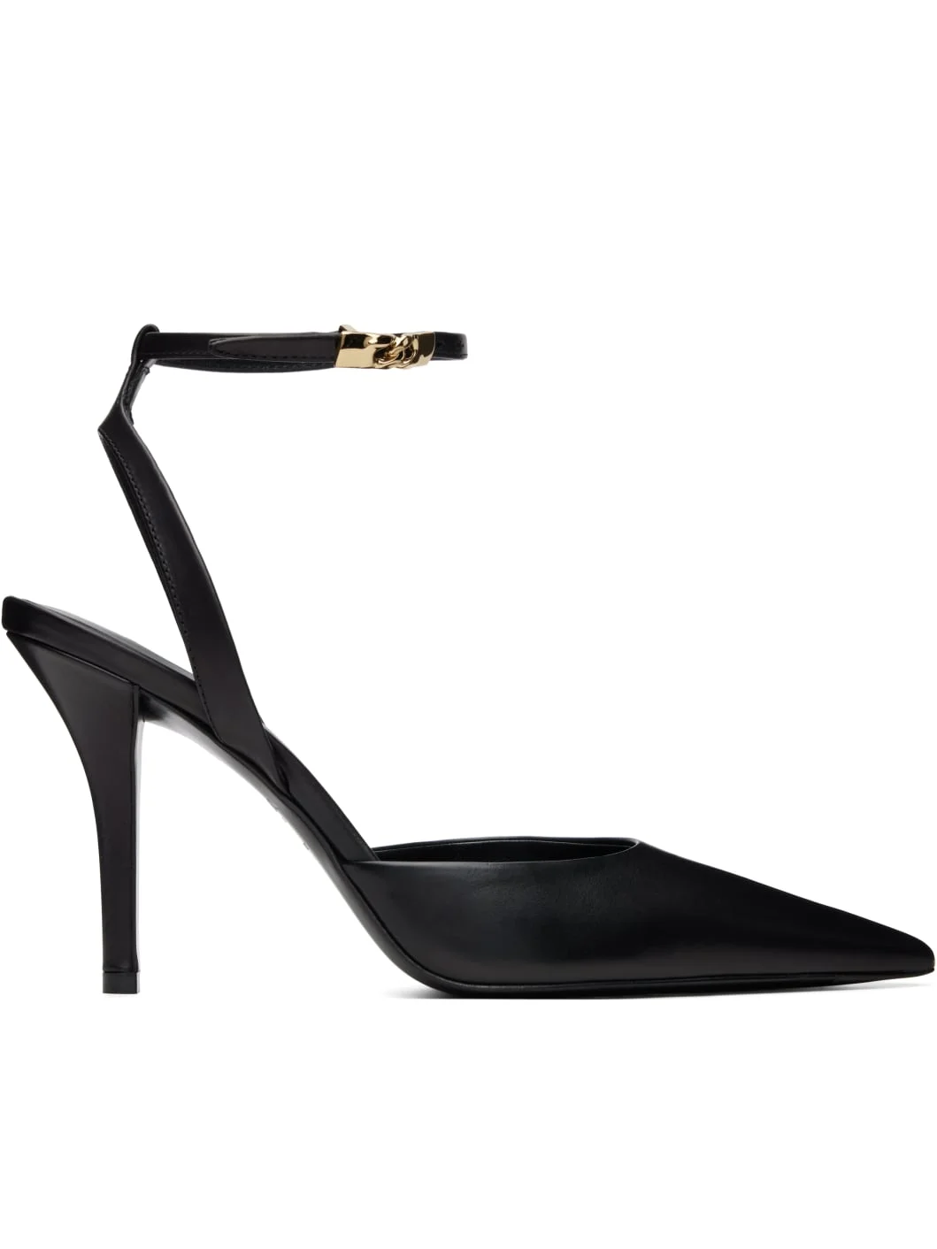 Black Leather Strappy Heels - 1