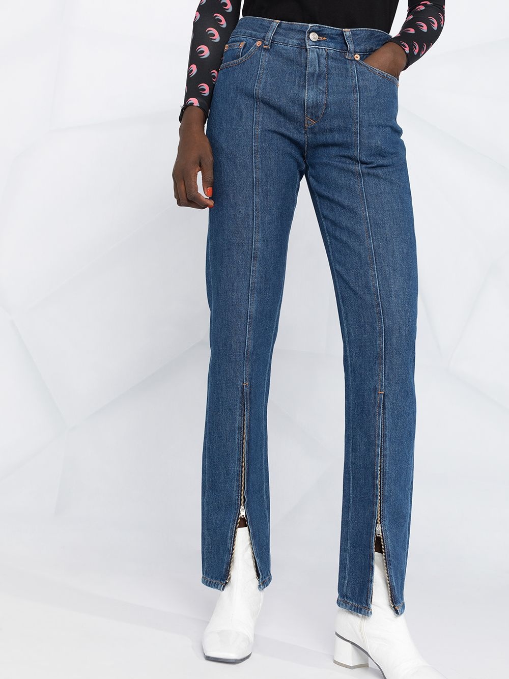 zip-detail straight-leg jeans - 3