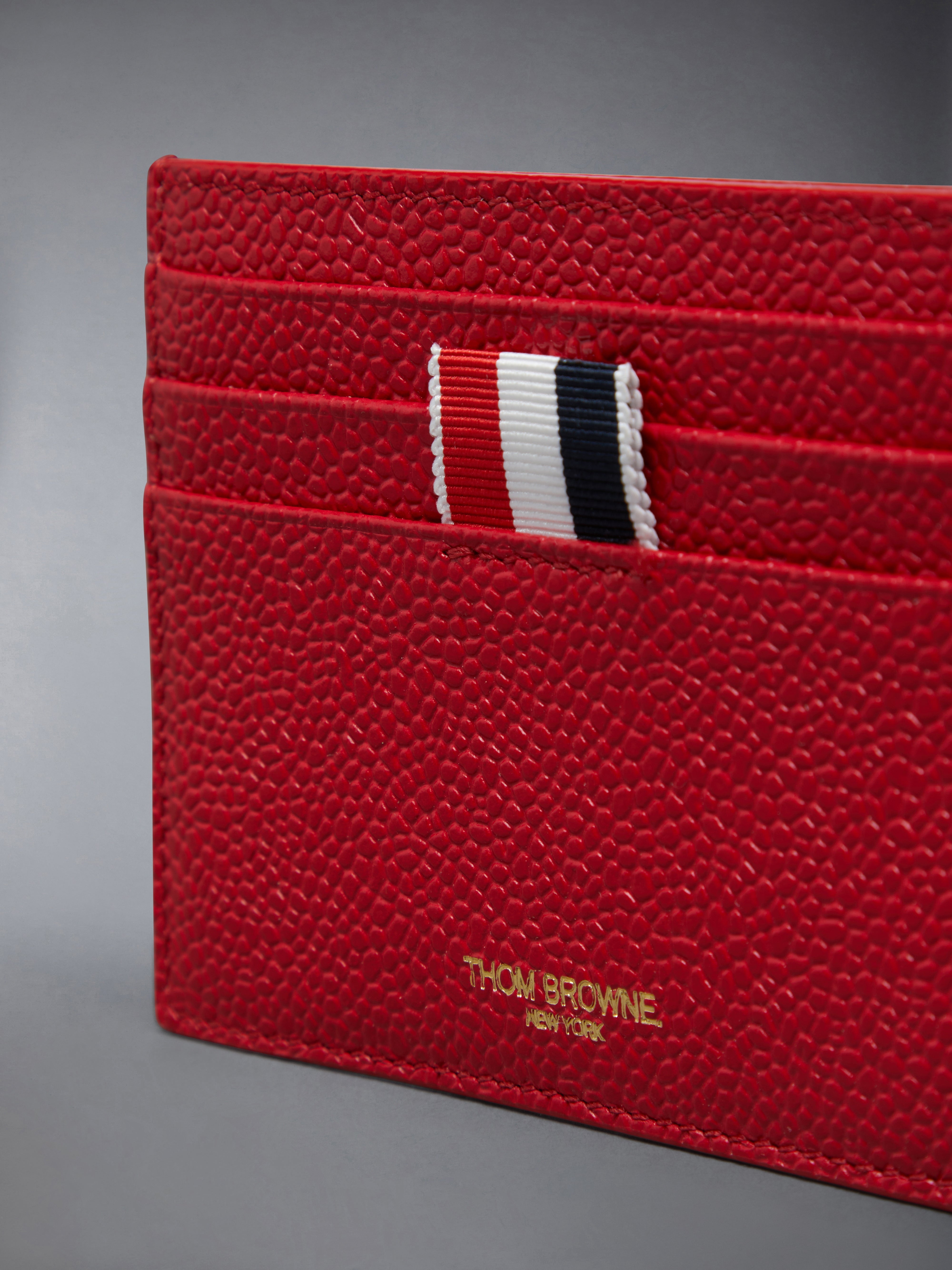 Pebble Grain Leather Note Compartment Single Card Holder - 4