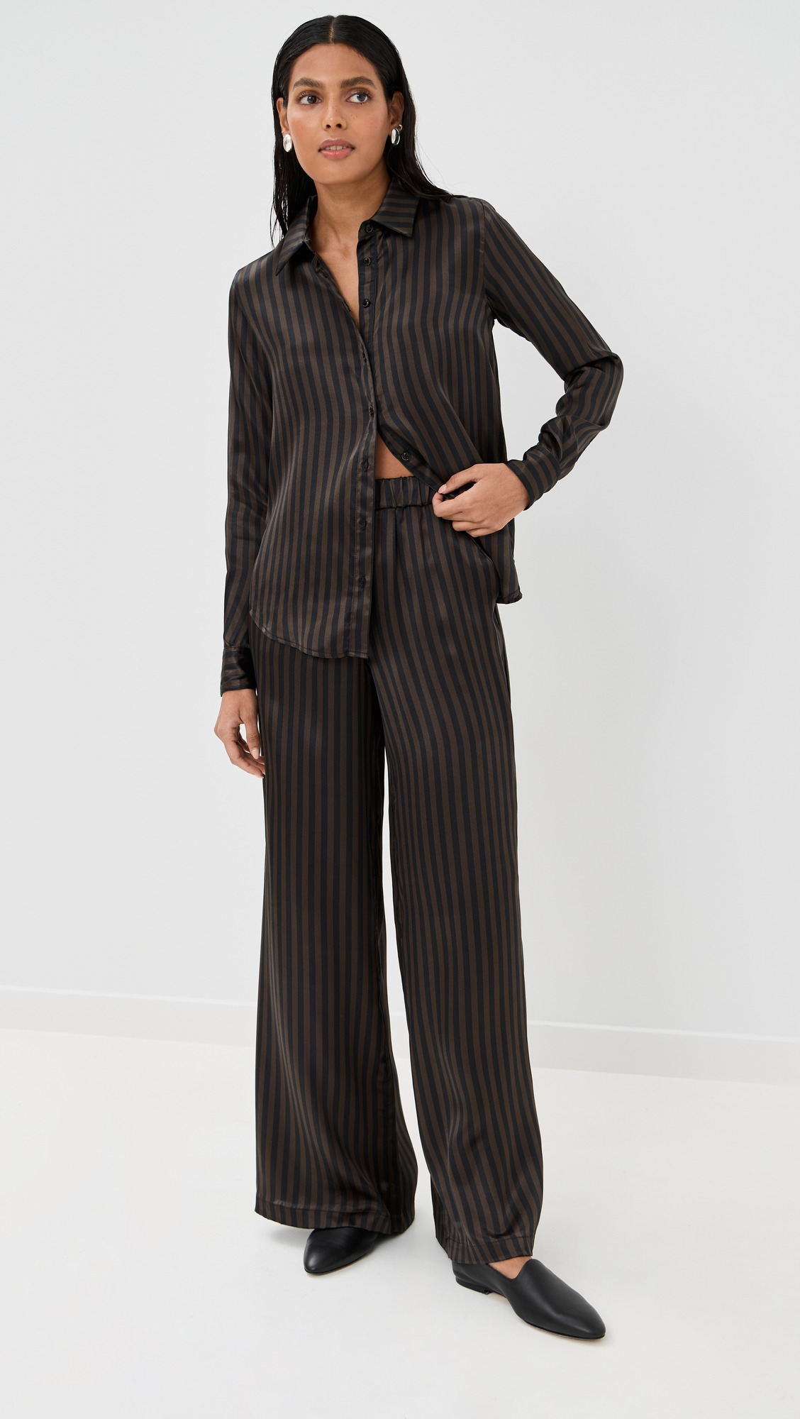 Wide Leg Silk Pants - 4