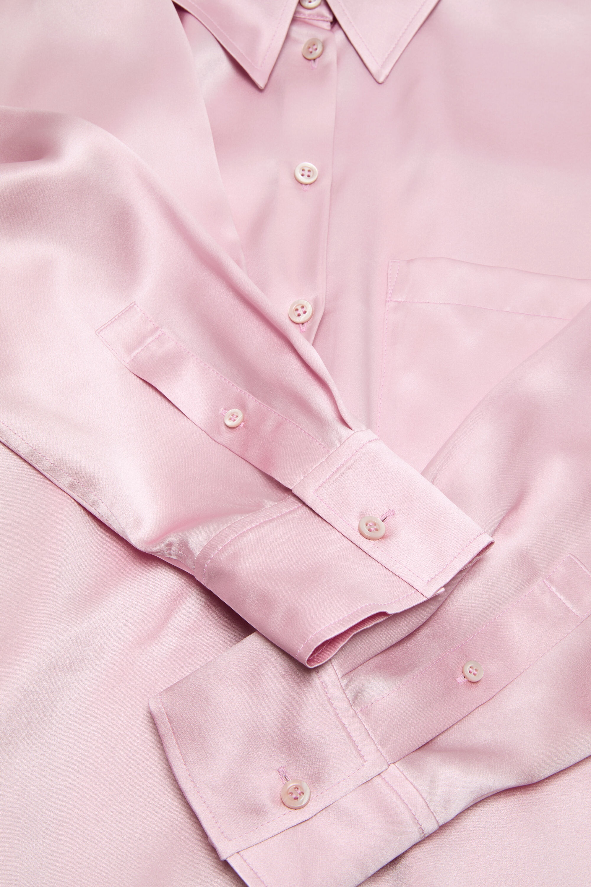 Layered Satin Blouse - Pastel pink - 5