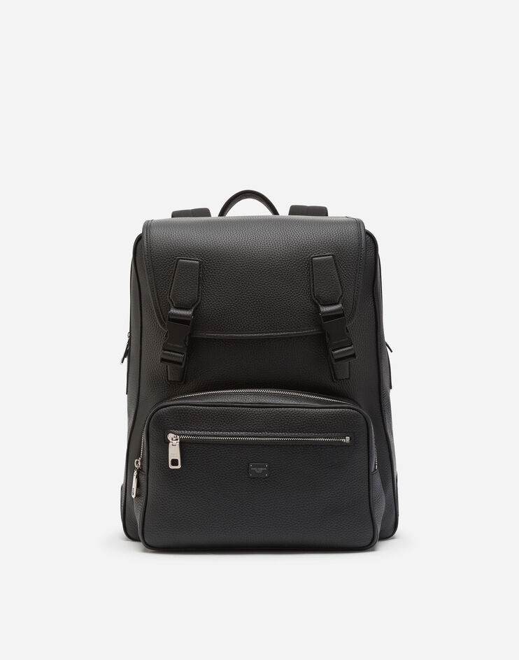 Palermo backpack in hammered calfskin with branded plate - 1