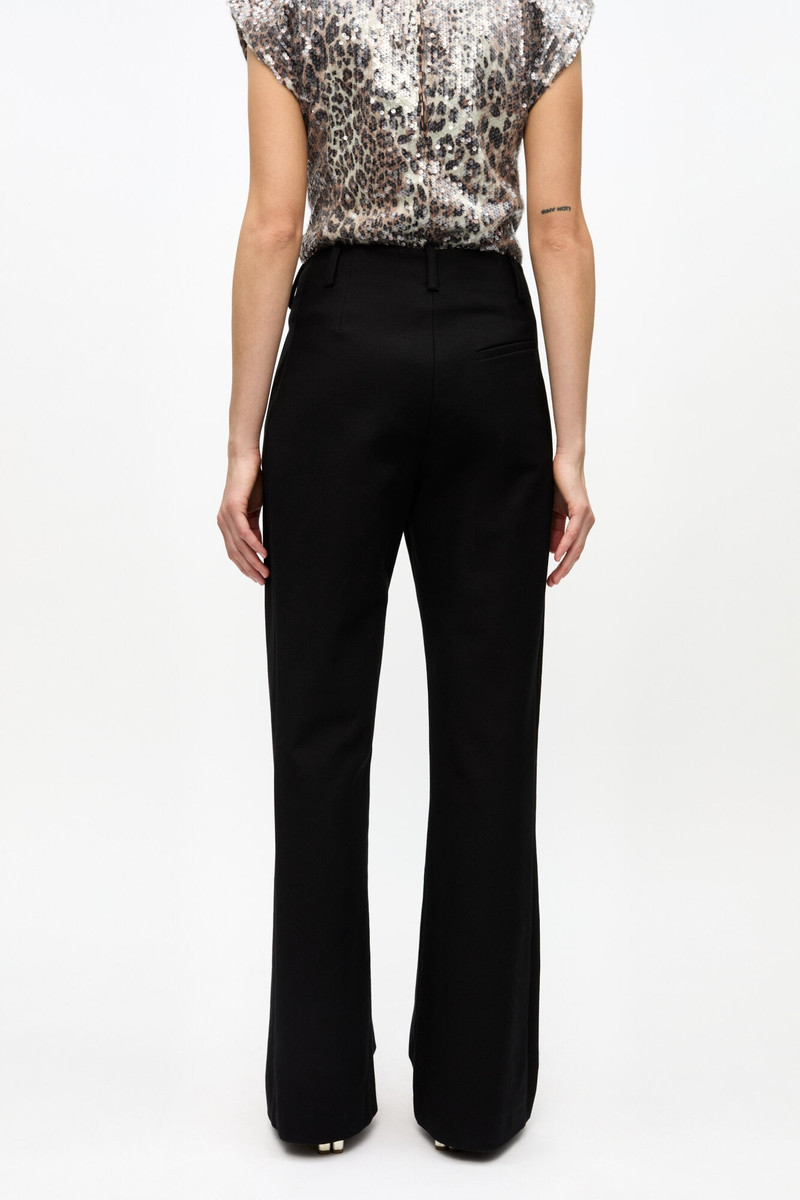 BLACK HEAVY COTTON TAILORING FLARED PANTS 4
