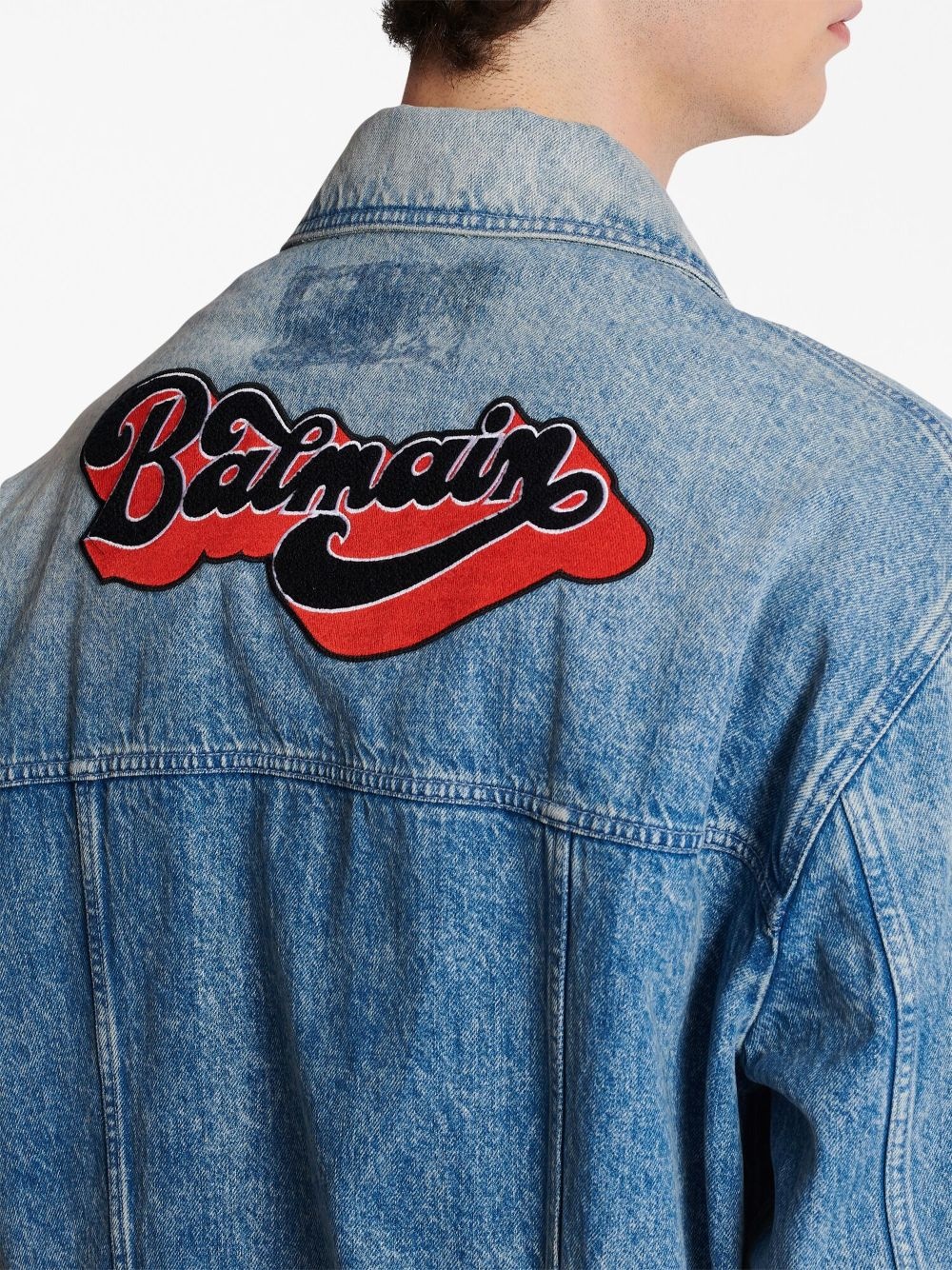 70s logo-patch denim jacket - 7