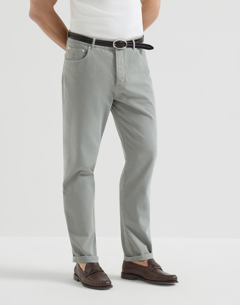 Garment-dyed five-pocket trousers in twisted cotton gabardine 2