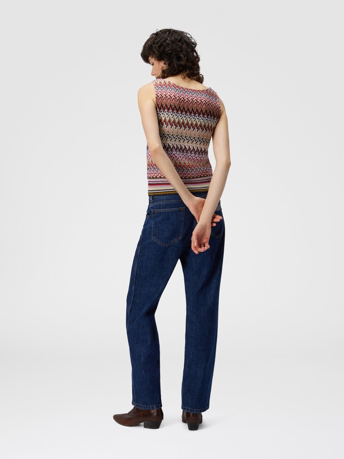 Zigzag Tank Top with Ribbed Detail - 3