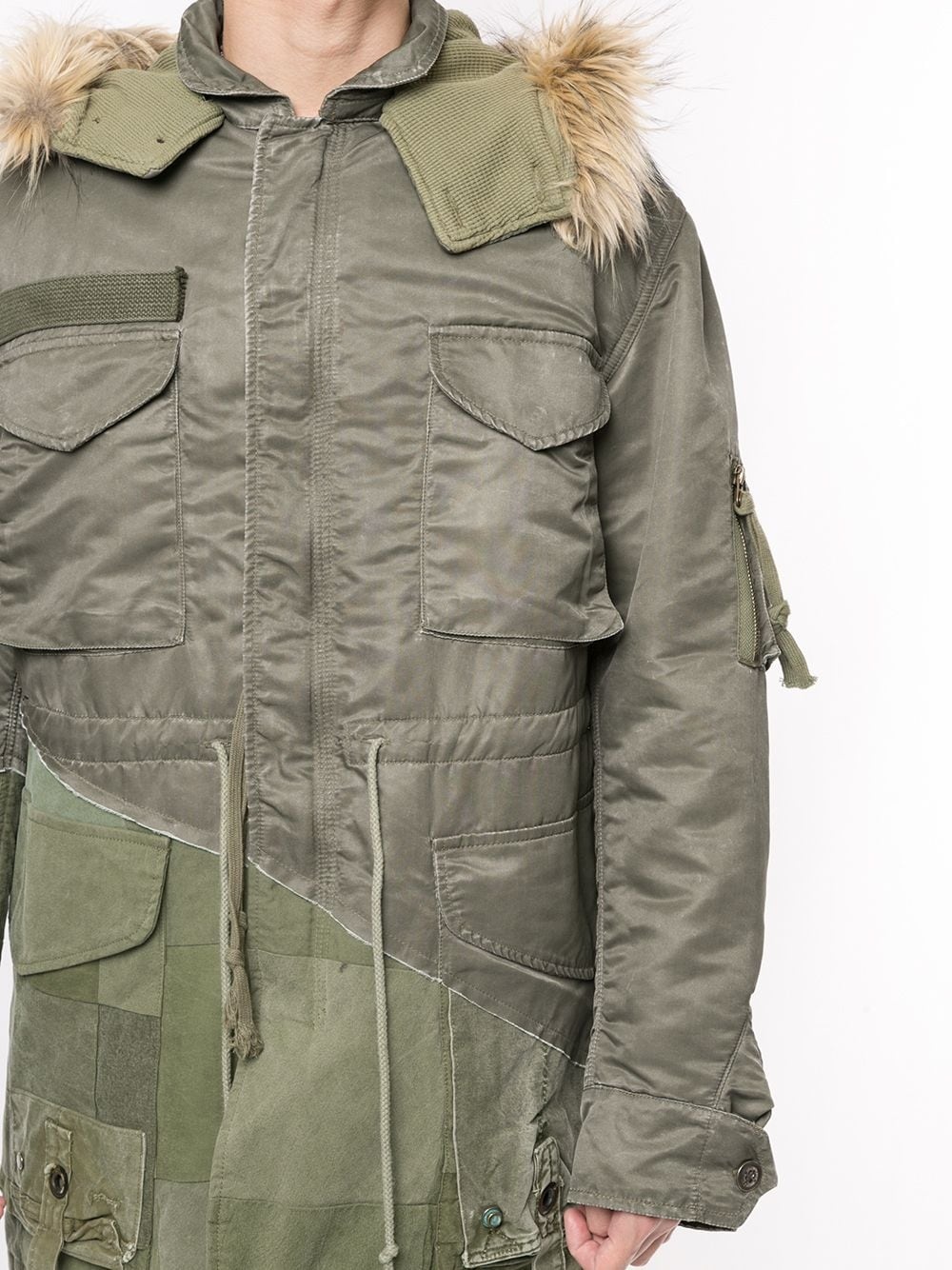 panelled fur-trimmed parka - 5