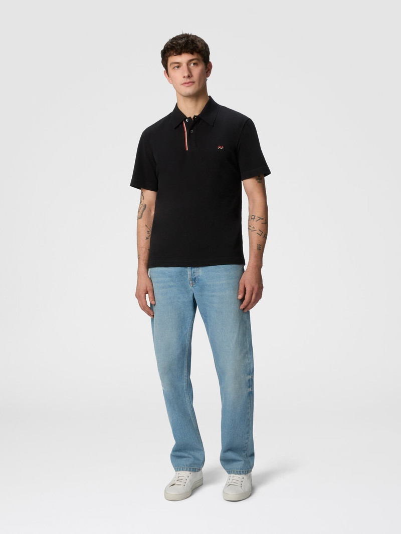 Missoni Solid color cotton piqué polo shirt with zigzag embroidery and contrasting detail outlook