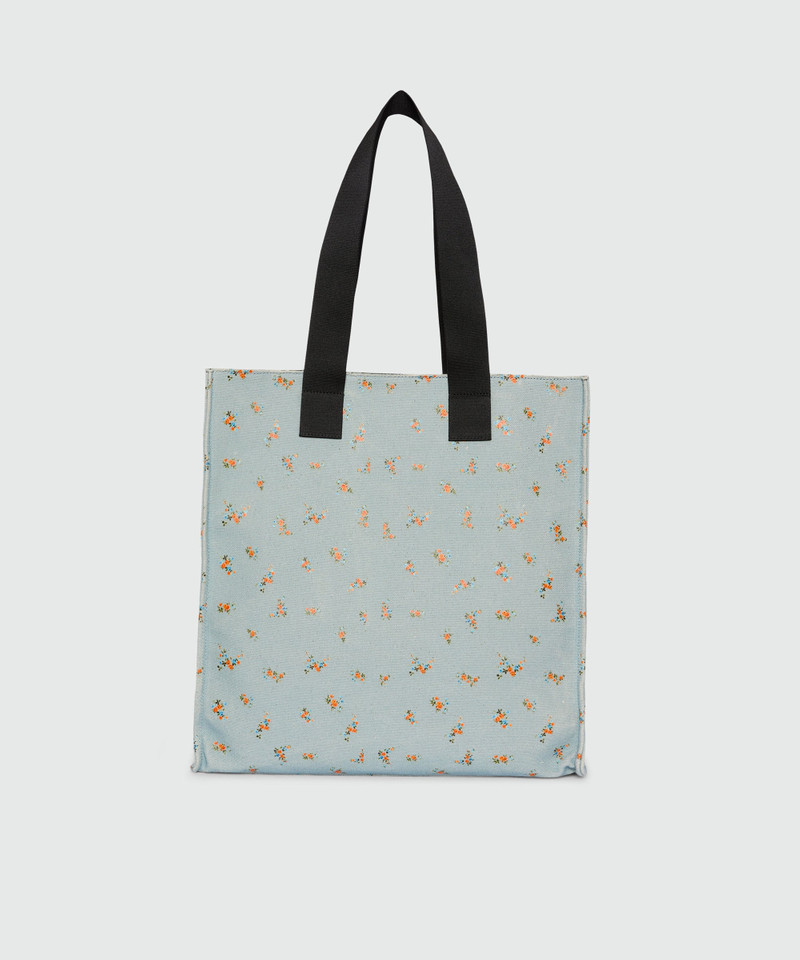 MSGM Light blue canvas tote with print and contrasting handles outlook