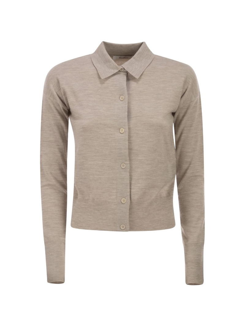 shirt collar cropped wool cardigan 1