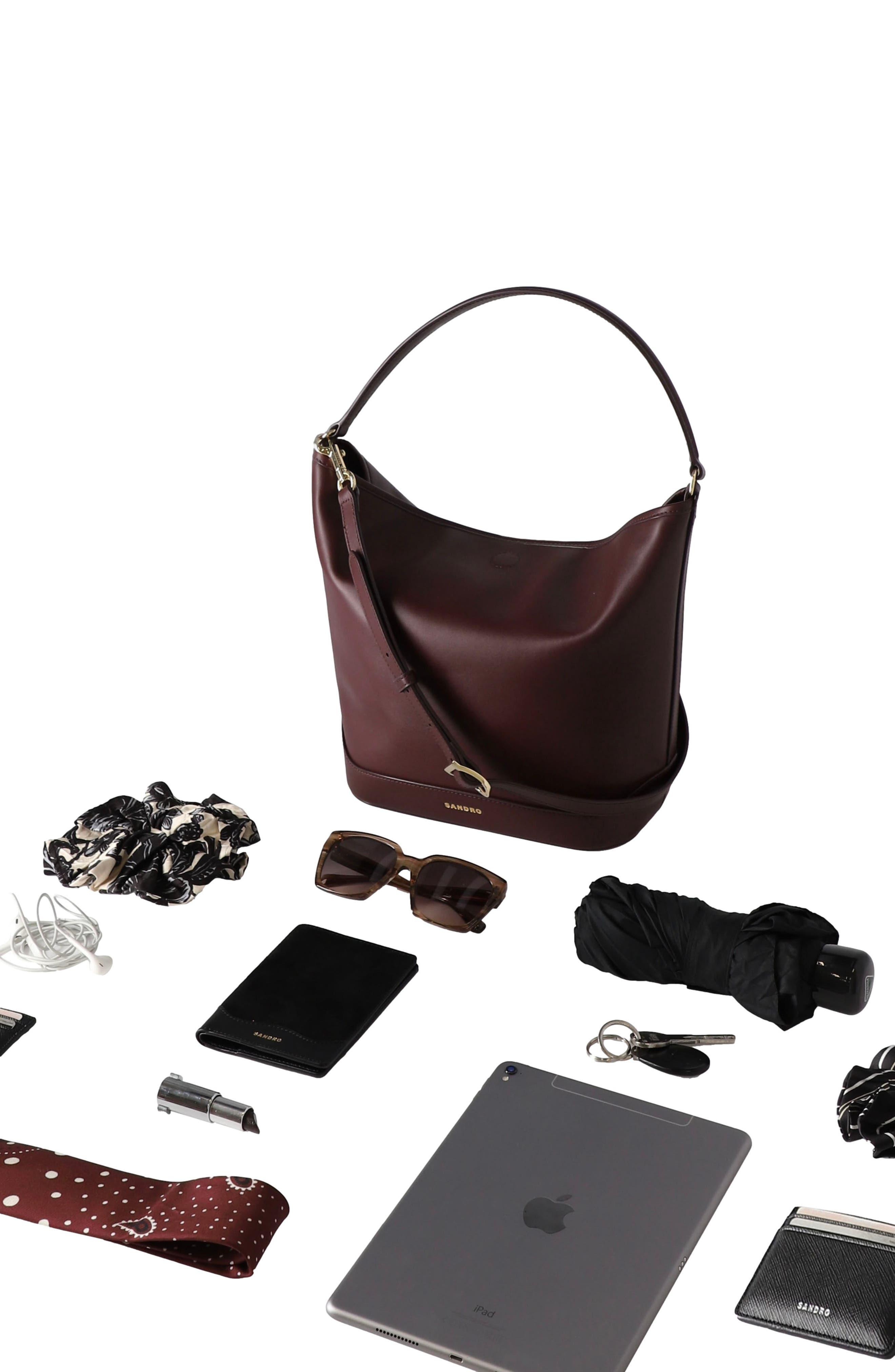SANDRO Leather bucket bag in Bordeaux at Nordstrom - 8