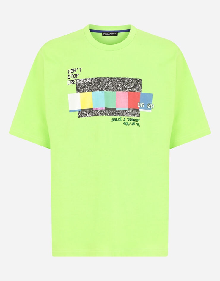 Cotton T-shirt with multi-colored glitch print - 3