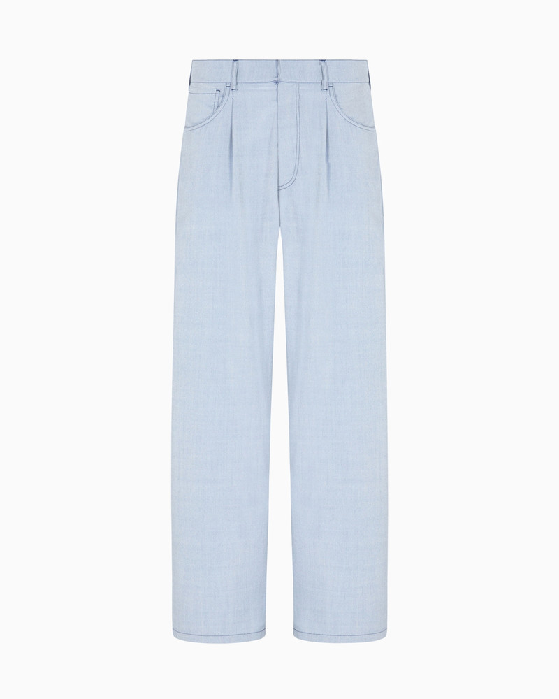 SINGLE-PLEAT, SILK CANVAS TROUSERS 1