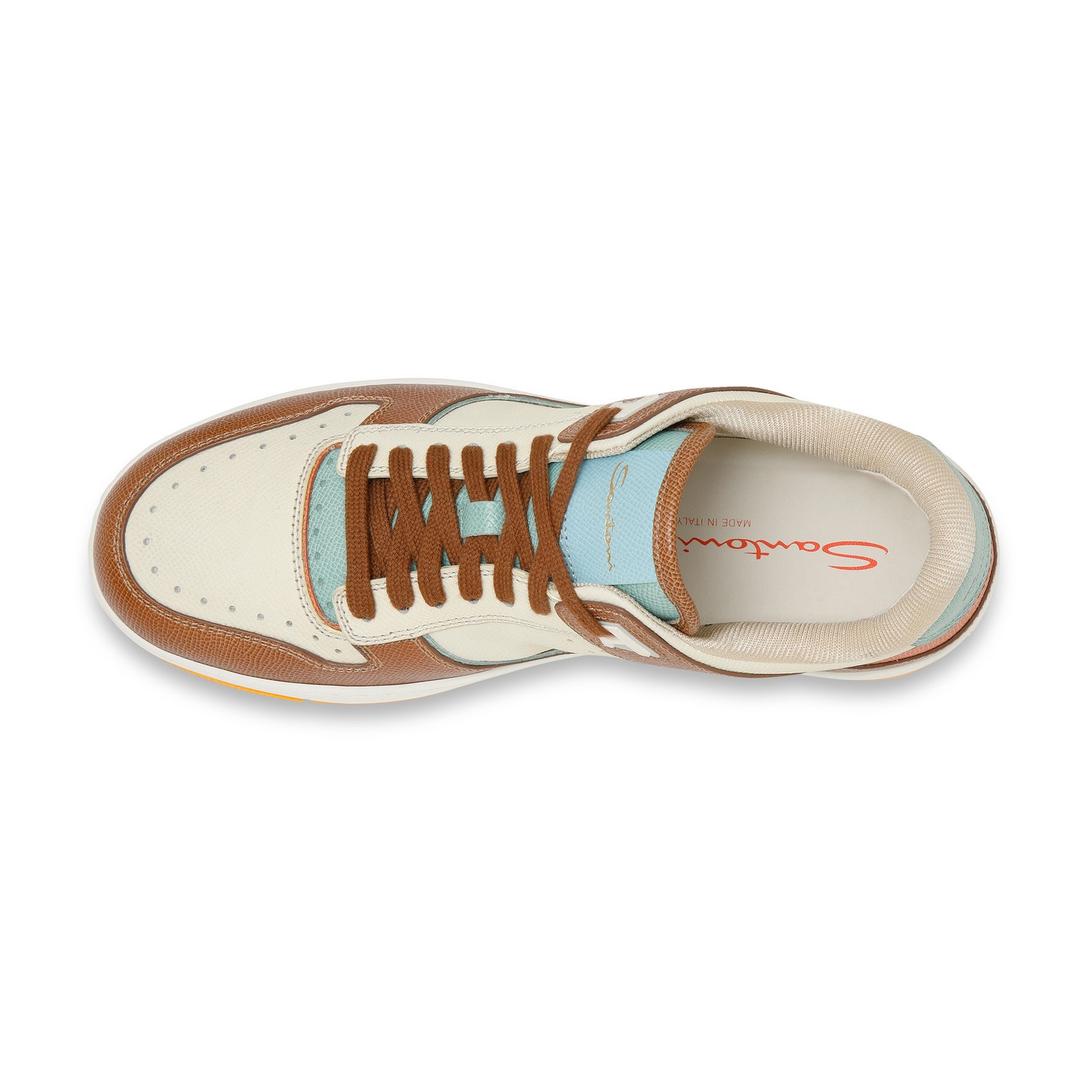 Men's white, brown and light brown Saffiano leather Sneak-Air sneaker - 5