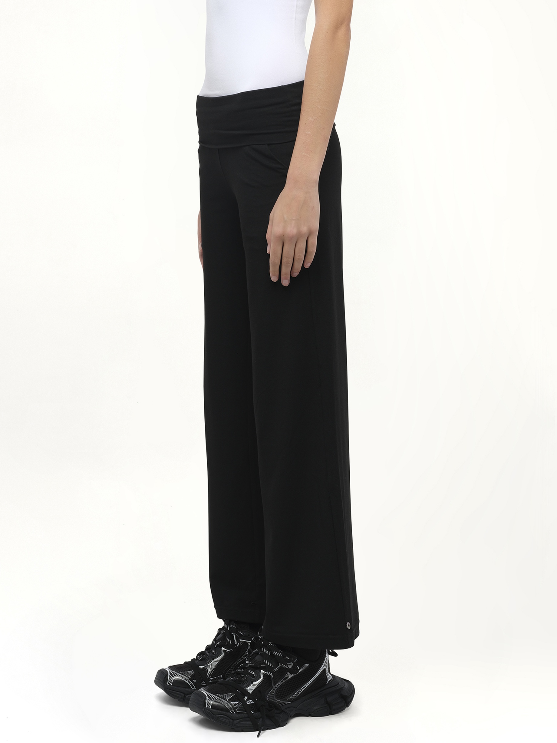 Afternoon Stretch Series - Folded High Waisted Pants in Black - 5