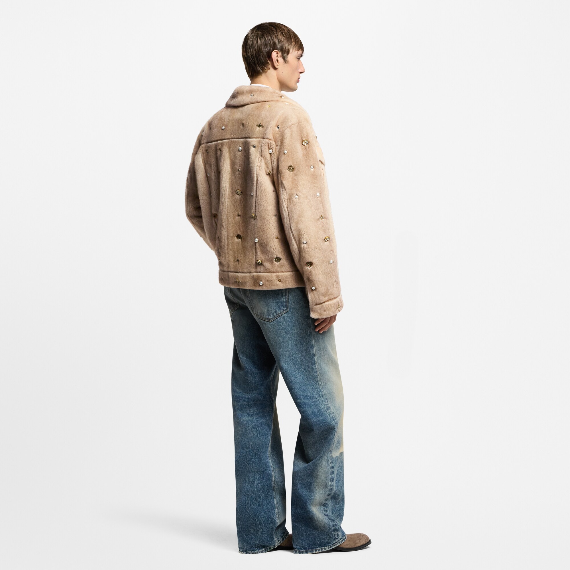 Made To Order Embellished Mink Trucker Jacket - 3