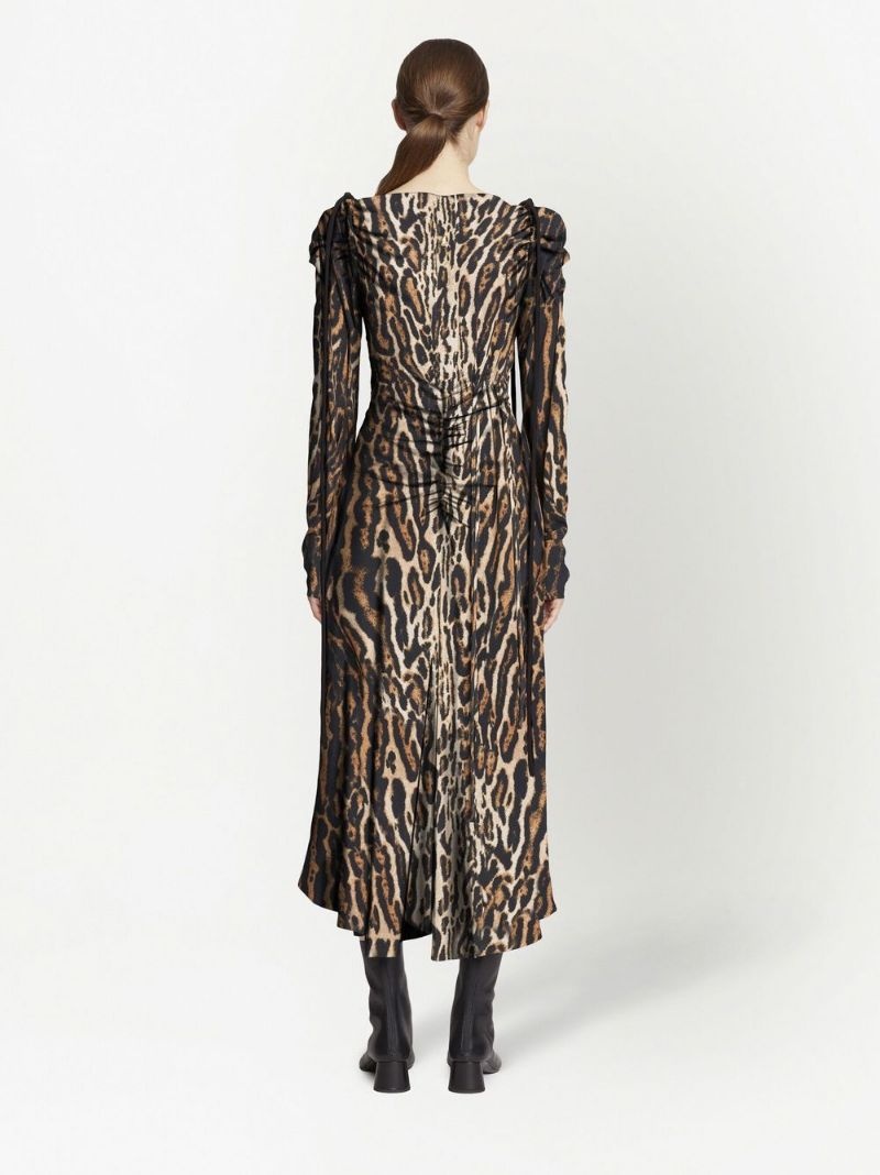 leopard crepe de Chine cinched dress - 4