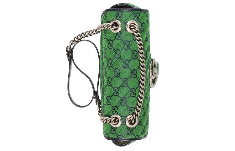 (WMNS) Gucci Leather GG Marmont Multicolor Logo Single-Shoulder Bag Small Green/Blue 443497-2UZCN-33 - 5