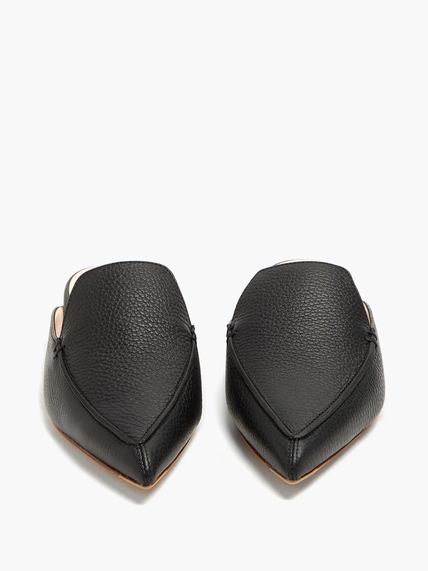 Beya grained-leather backless loafers - 5