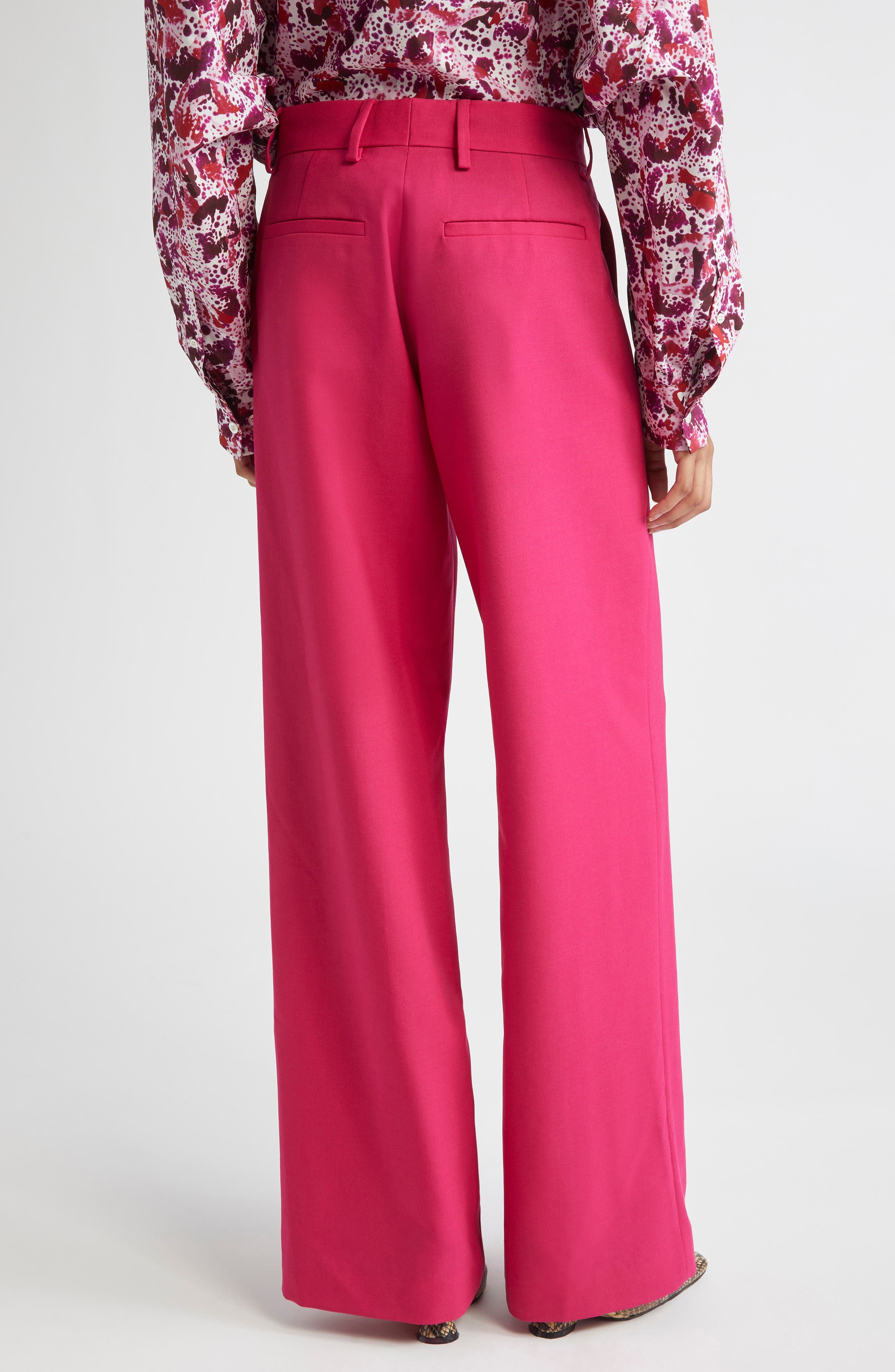 Dries Van Noten Wool & Mohair Straight Leg Pants in Fuchsia at Nordstrom - 2