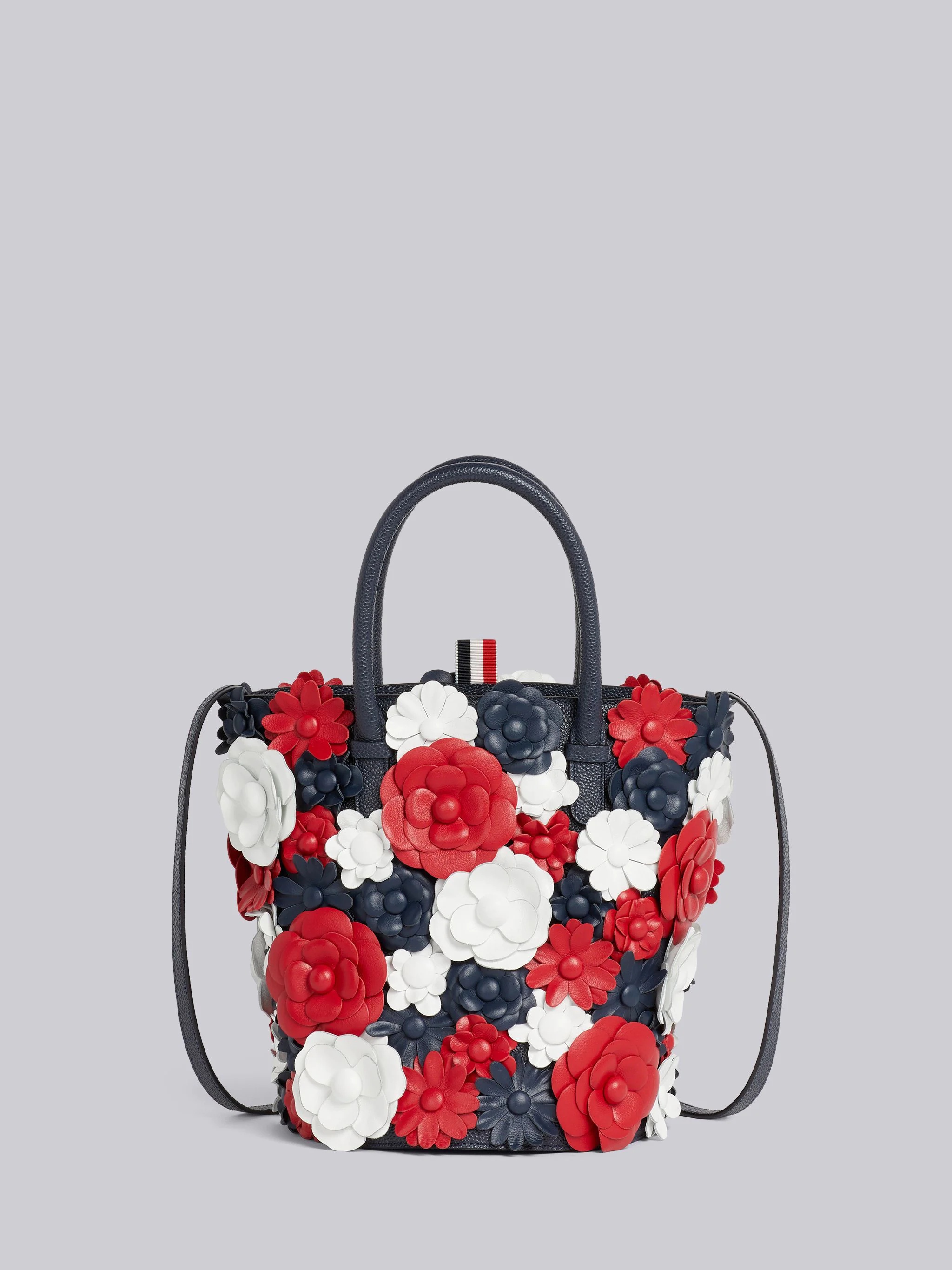Multicolor Calf Flower Bloom Shoulder Strap Mini Bucket Bag - 4
