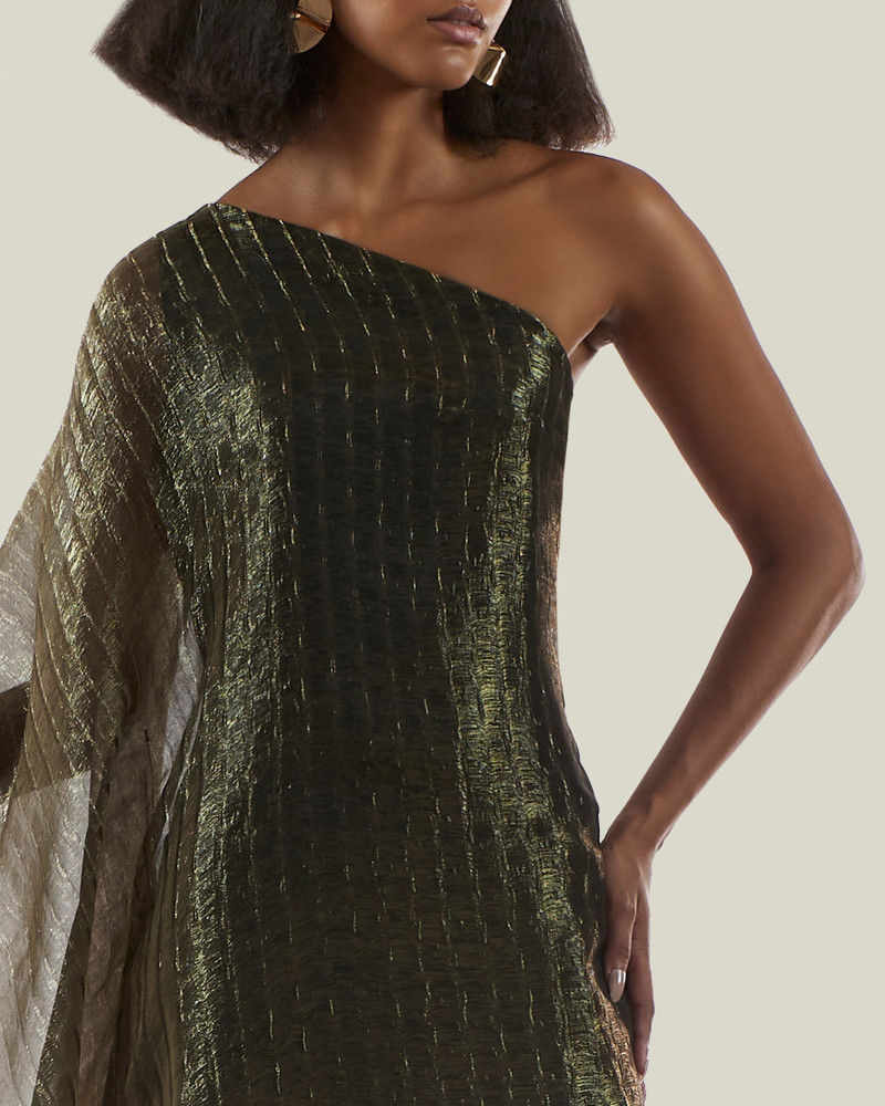 Betsy Metallic Dress in Brass 4