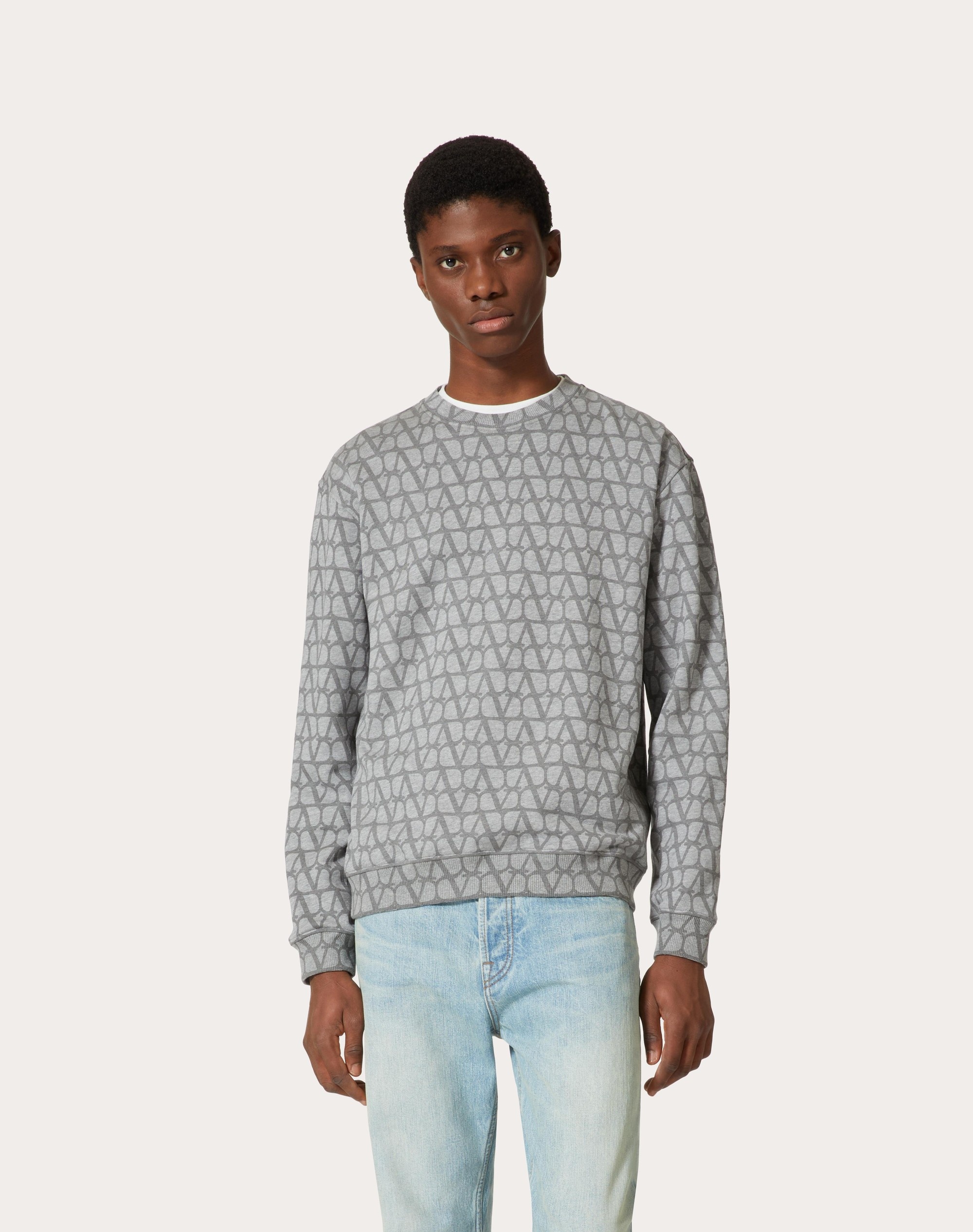 COTTON CREWNECK SWEATSHIRT WITH TOILE ICONOGRAPHE PRINT - 3
