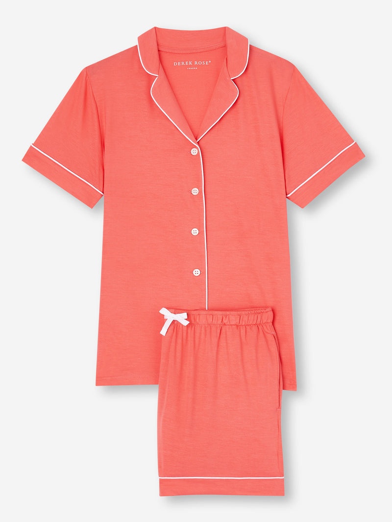 Women's Short Pajamas Lara Micro Modal Stretch Coral - 1
