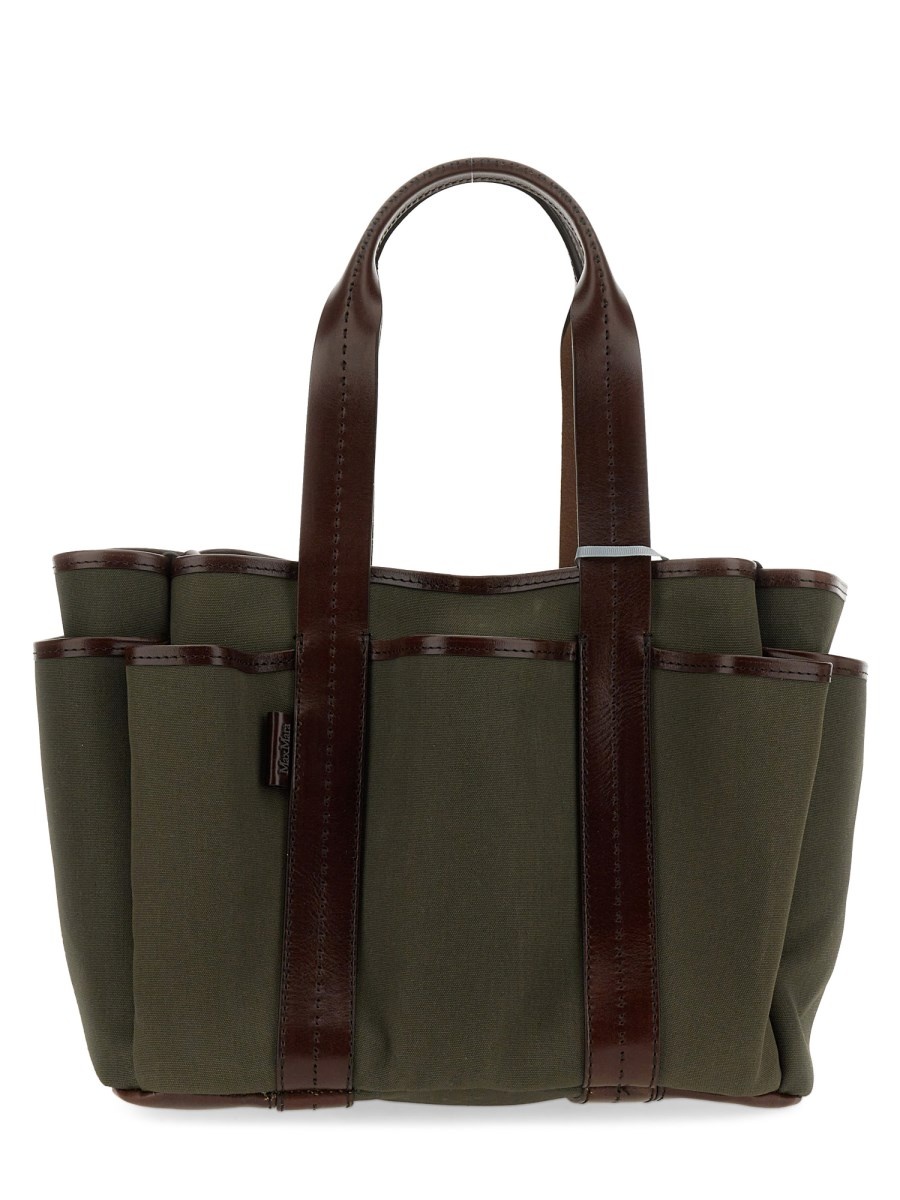 Max Mara CANVAS AND LEATHER GIARDINIERA TOTE BAG