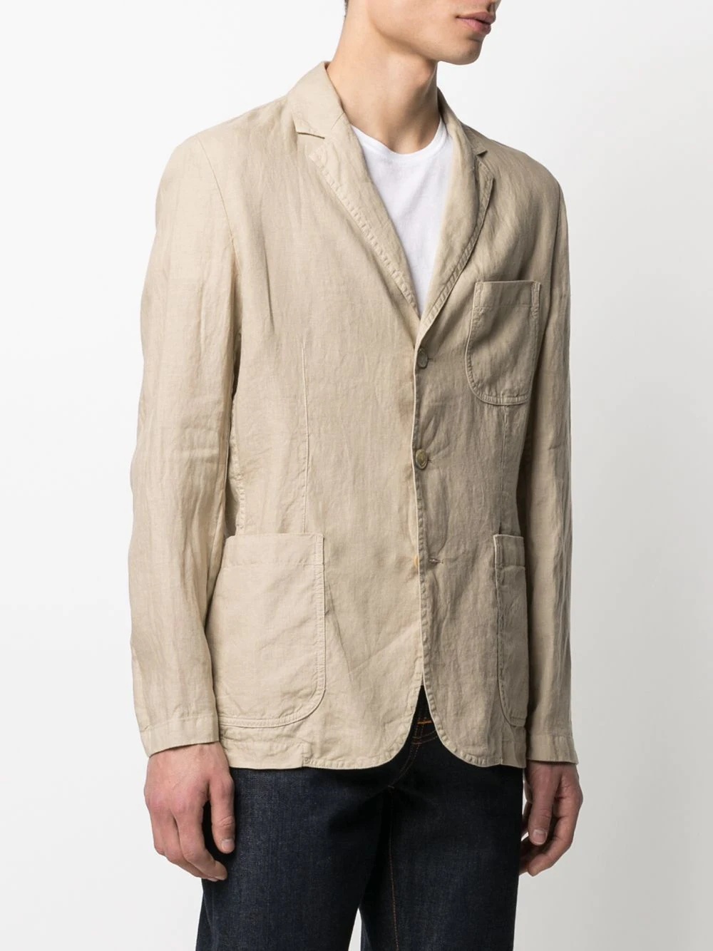 single-breasted linen blazer - 3