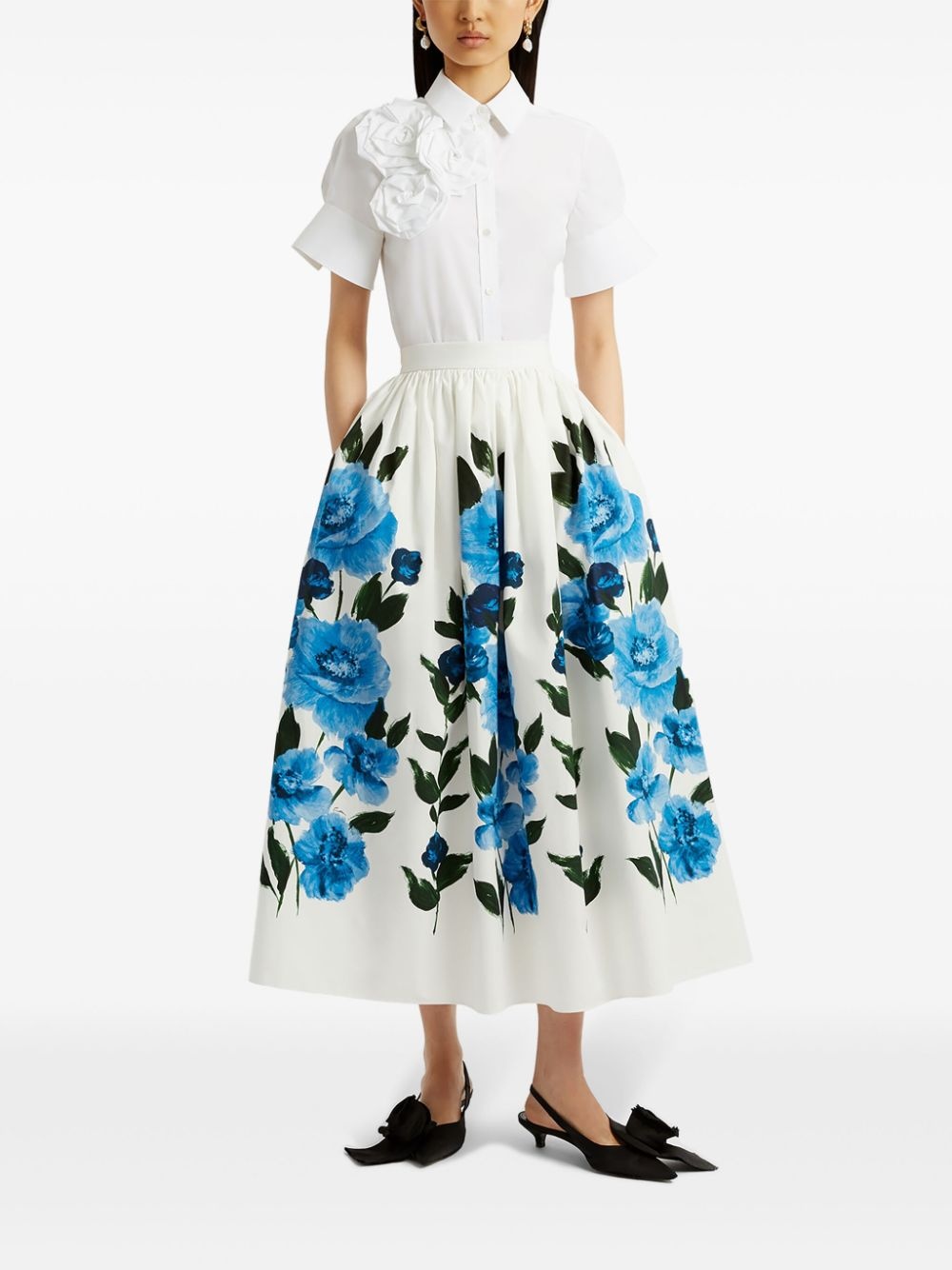 Painted Floral midi skirt - 2