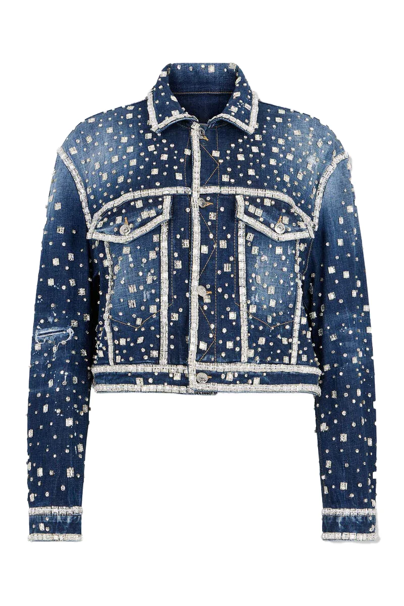 Dsquared2 Discoball Boxy Jean Jacket Navy Blue - 1