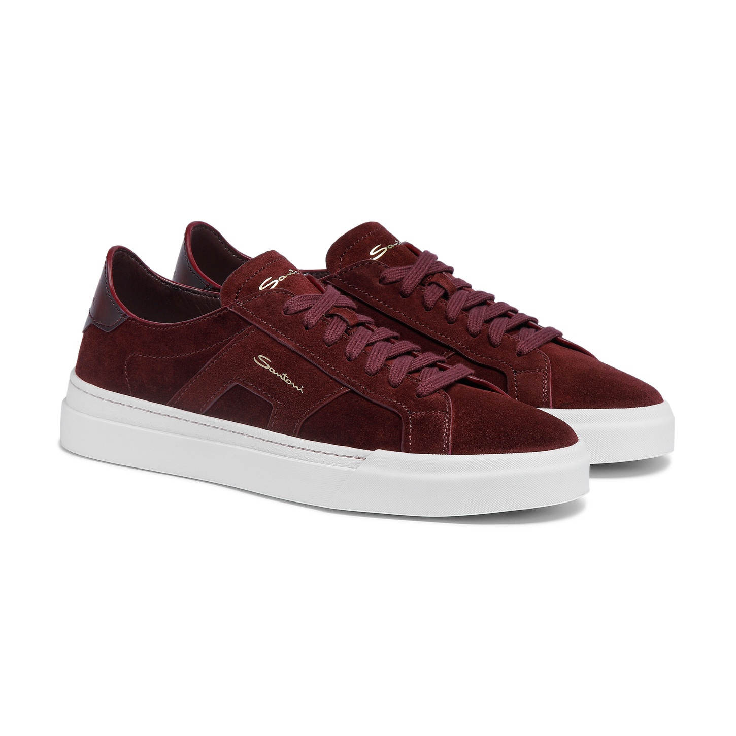 Men's burgundy suede Double Buckle Sneaker - 2