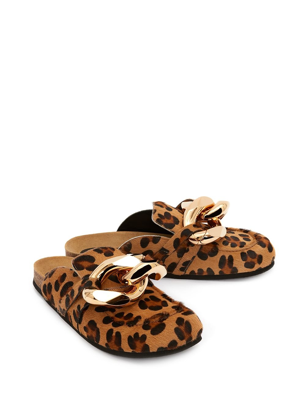 chain-embellished leopard loafers - 2