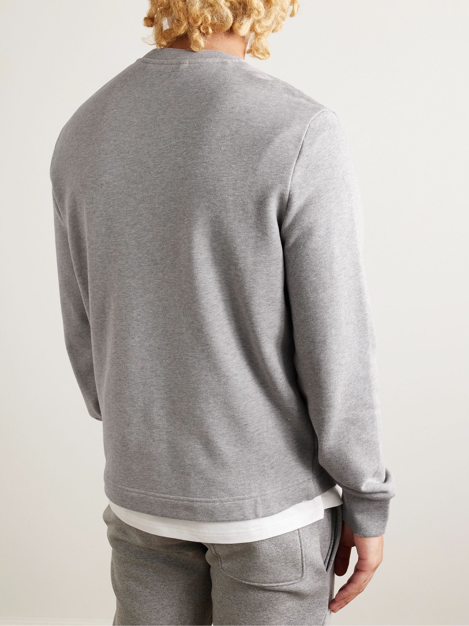 Logo-Print Appliquéd Cotton-Jersey Sweatshirt Gray - 4